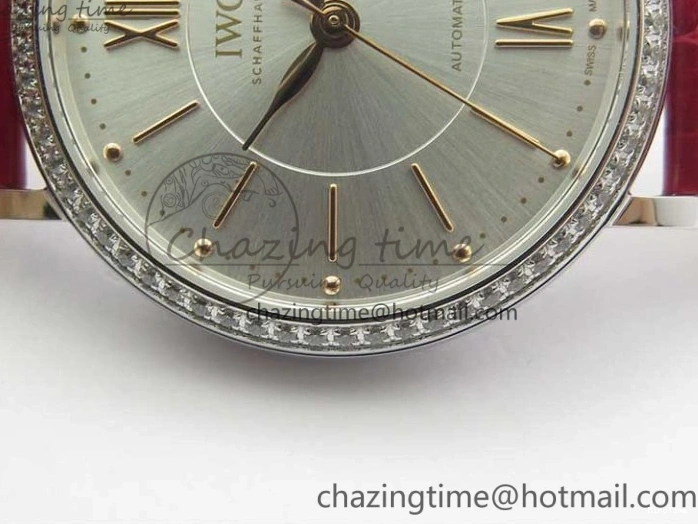 MIROTIME 0317 Portofino Automatic 37 SS M+F 1:1 Best Edition Silver Dial RG Markers on Red Crocodile Strap A Reliable 7154